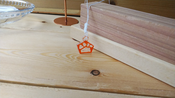 角々猫の手（ミニミニ）ストラップオレンジ 7枚目の画像