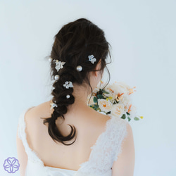 小枝アクセサリー【紫陽花】　ブライダル　ウェディング　花嫁　結婚式　成人式　卒業式　ヘアアクセサリー 2枚目の画像