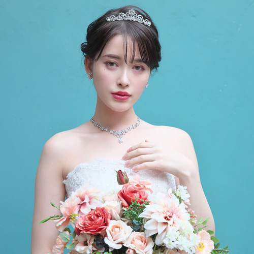 フラワーガーデンジルコニアネックレス&イヤリング/ピアスset RL-05