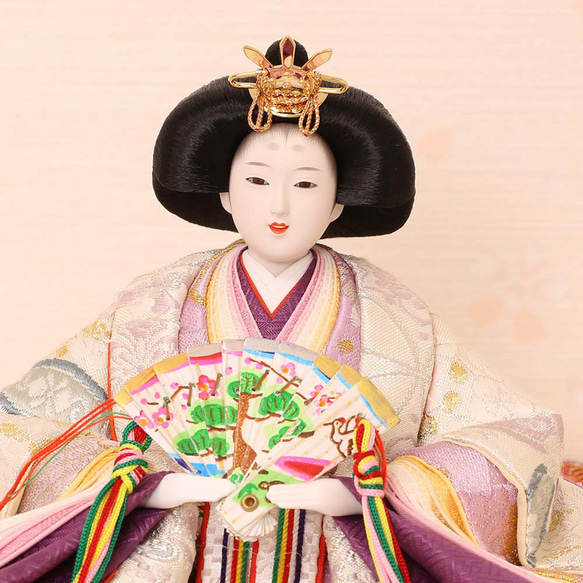 雛人形 新古今雛 小三五親王飾り 正絹帯 桜華 金屏風 工房天祥オリジナル cm 新古今雛 小三五親王飾り