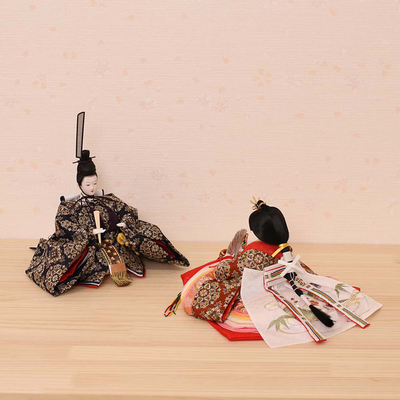雛人形 新古今雛 小三五親王飾り 正絹帯 桜華 金屏風 工房天祥オリジナル cm 新古今雛 小三五親王飾り