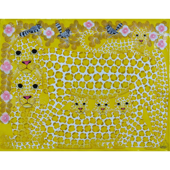 ☆専用商品①『 Yellow Leopard family 』ティンガティンガ by Zuberi