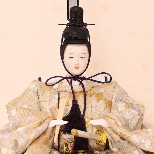 雛人形 新古今雛 小三五親王飾り 正絹帯 桜華 金屏風 工房天祥オリジナル cm 新古今雛 小三五親王飾り
