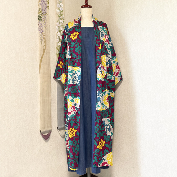 着物から作ったローブ　蛍狩り　着物リメイク 