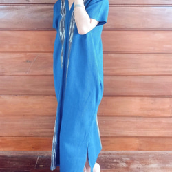 手工編織植物染棉連身裙 / 藍靛 / 泰國克倫部落 / 卡蘇裡染 Ikat / 公平貿易 第5張的照片