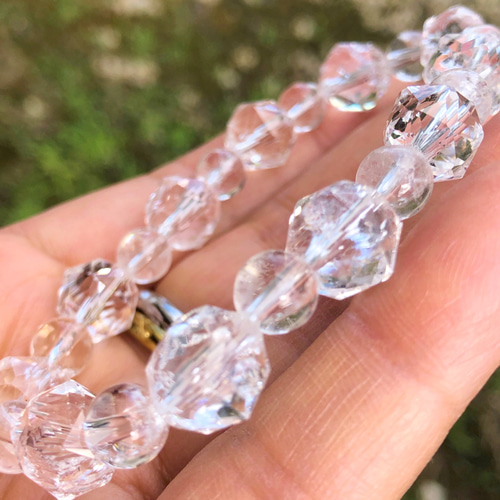 水晶 ブレスレット 128面 カット 8mm 16～17.5cm S～L サイズ