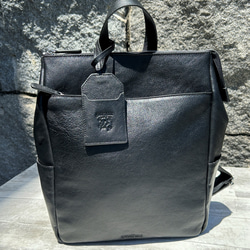 【50%OFF BIG Sale】カードケース付き 2way Eジッパーリュック レザーリュック（本革）BLACK 5枚目の画像