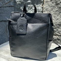 【50%OFF BIG Sale】カードケース付き 2way Eジッパーリュック レザーリュック（本革）BLACK 7枚目の画像