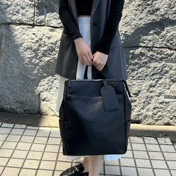 【50%OFF BIG Sale】カードケース付き 2way Eジッパーリュック レザーリュック（本革）BLACK 2枚目の画像