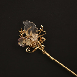 透明なガラスの花びら蝶の羽手作りヘアピンヘアピン漢服アクセサリー 3枚目の画像