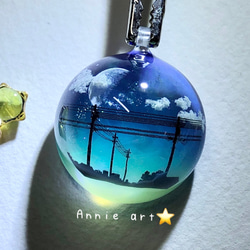 情景レジン-薄明 (M size) キーホルダー 夏/透明感/プレゼント/雲