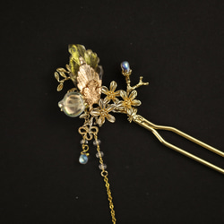 透明なガラスの花びら蝶の羽手作りヘアピンヘアピン漢服アクセサリー 5枚目の画像