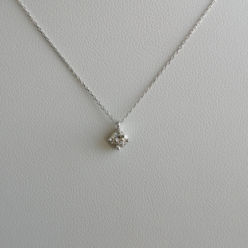 最終・一粒 天然ダイヤモンド0.2ct ネックレス[IVru] K18WG ネックレス  