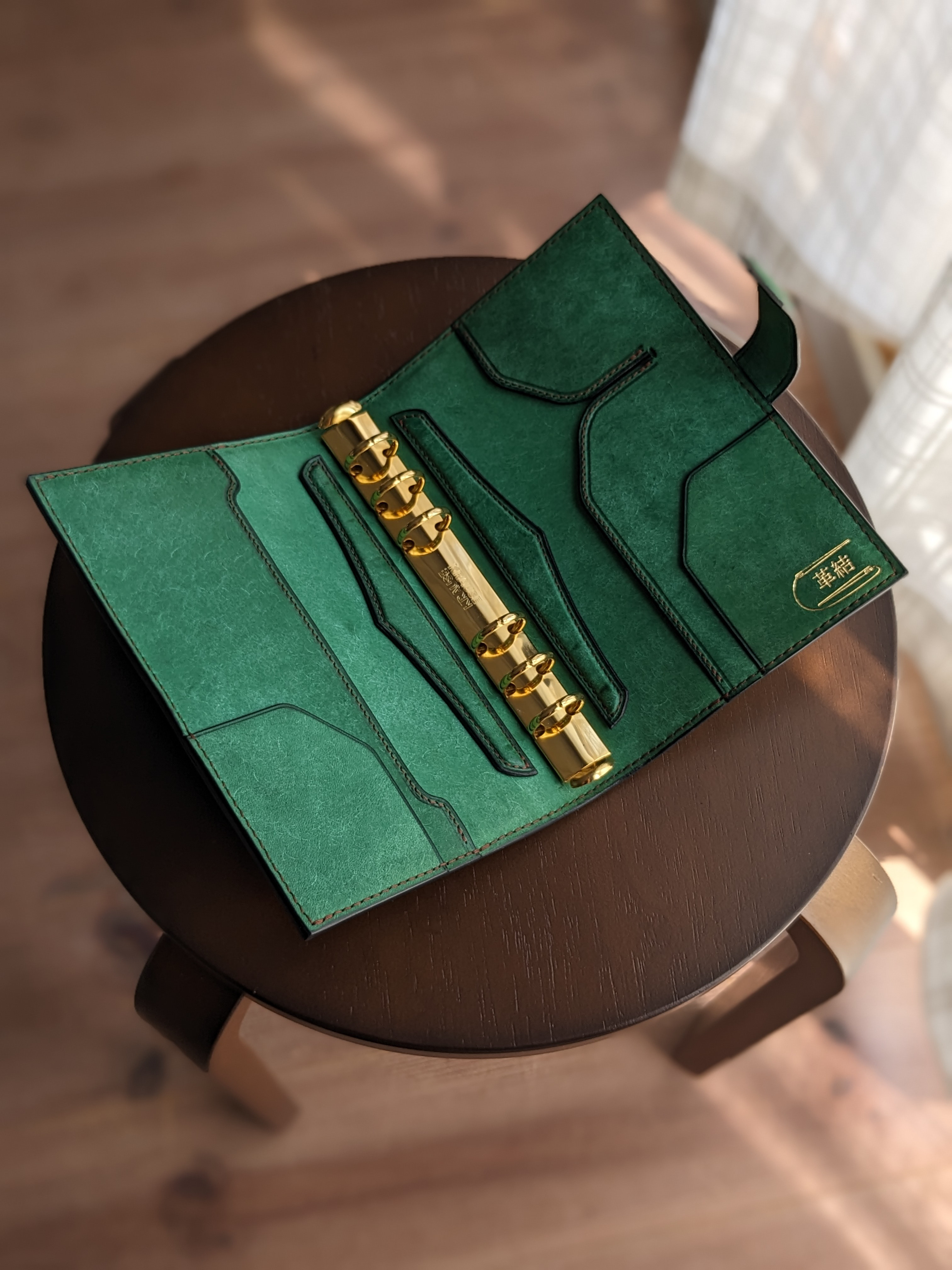 システム手帳カバー　"HIRAKI"　バイブルサイズ　ターコイズグリーン