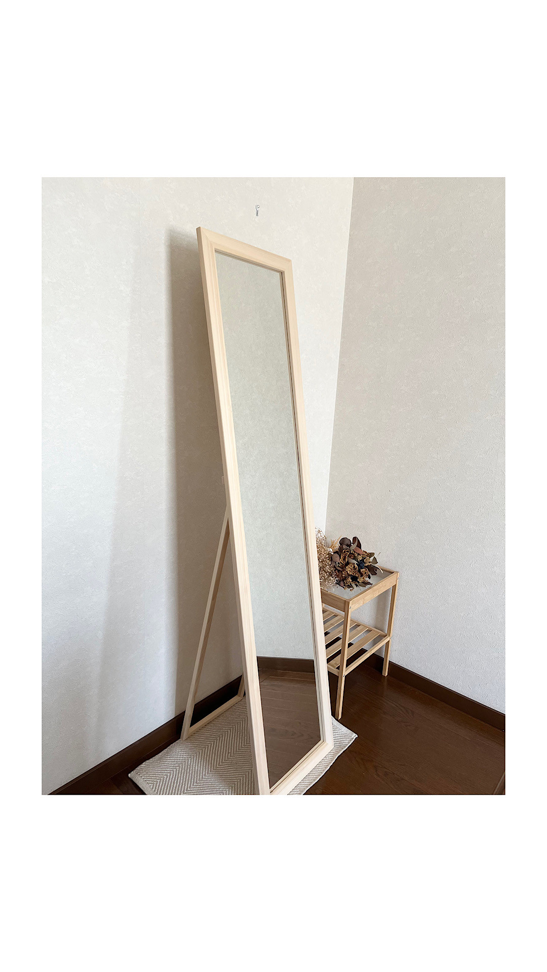 new【日本製】全身鏡　スタンドミラー　アンティーク　無塗装