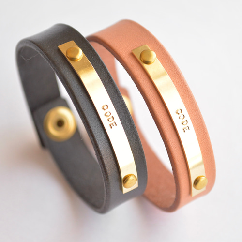 刻印無料】栃木レザー IDブレスレット ナチュラル ブレスレット