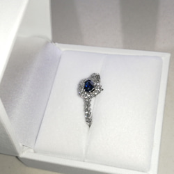 天然藍寶石 [U2BK] 約 0.5 克拉鑽石 0.54 克拉鉑金 900 戒指 第5張的照片