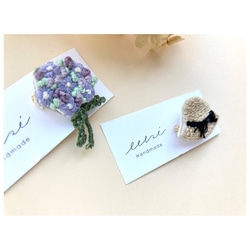 季節のブローチ　紫陽花と麦わら帽子 3枚目の画像