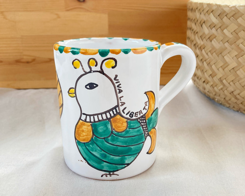 マグカップ 大 250ml BCR018 鳥 マヨリカ焼き イタリア陶器