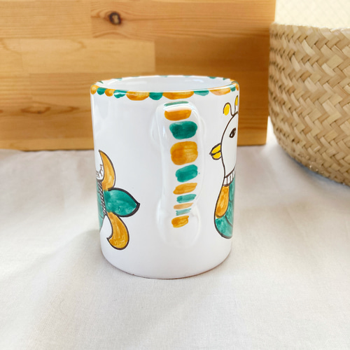 マグカップ 大 250ml BCR018 鳥 マヨリカ焼き イタリア陶器 マグカップ