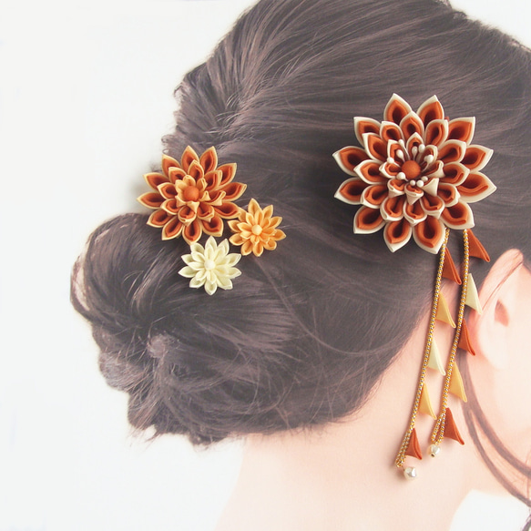 Set of hair ornaments/Flexible arrangement /orange 第3張的照片