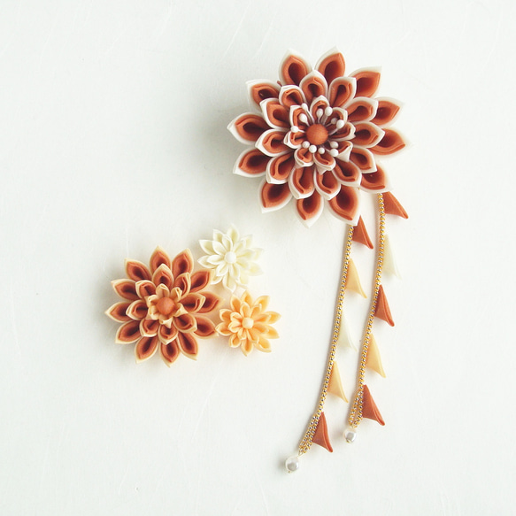 Set of hair ornaments/Flexible arrangement /orange 第1張的照片