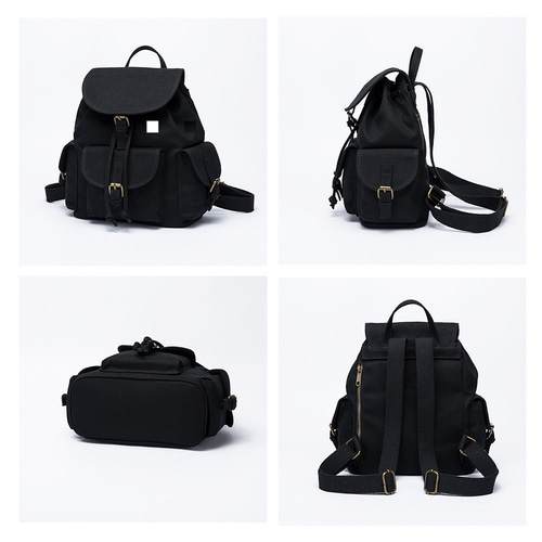 LORINZAブラックキャンバスリュック LORINZA 「LORINZA」 リュック FREE ブラック×シルバー メンズ