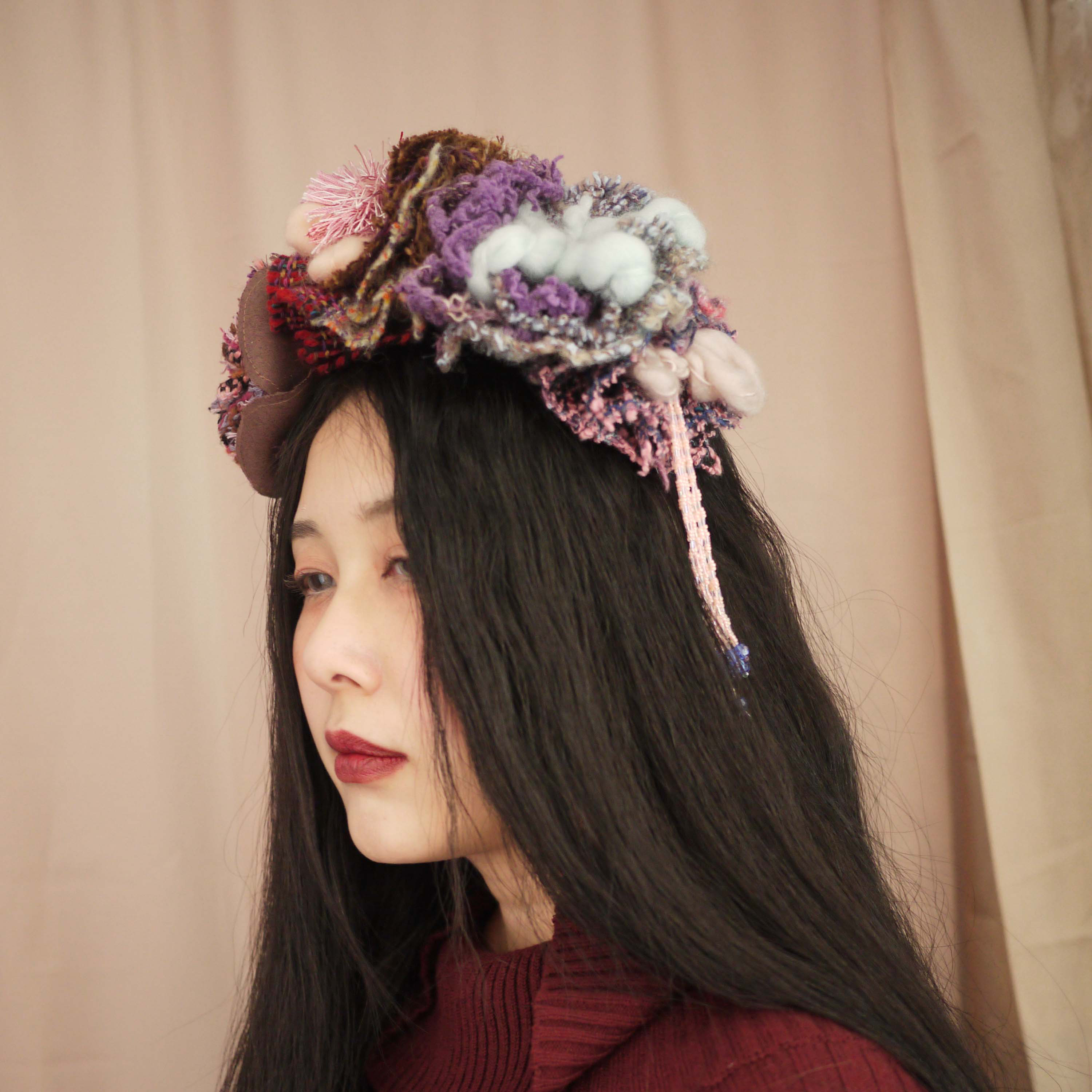 【個性的】糸による花々のヘッドドレス Peking Opera