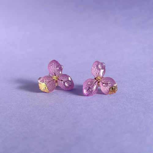 再販2】花雫ピアス(イヤリング)〜紫陽花一輪〜 ピアス（スタッド・一粒 