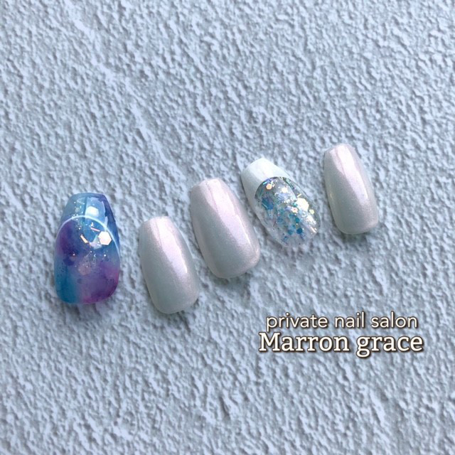 キラキラ紫陽花ネイル（送料込み）