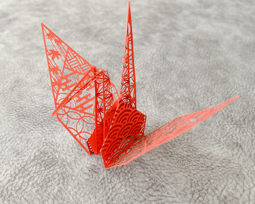 最終 未使用 送料込み 飾り彫り　透かし彫り　鶴亀松 透かし折り鶴 その他インテリア雑貨 レーザー彫刻切断工房assemblage