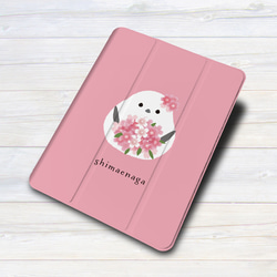 iPadケース ★シマエナガちゃん桜の花束　手帳型ケース ※2タイプから選べます 2枚目の画像