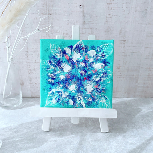 原画】抽象画 紫陽花 約18cm角 キャンバス 送料無料 絵画 La couleur