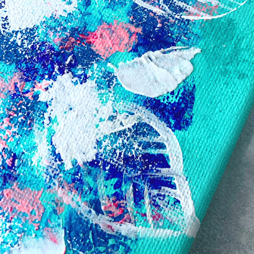 原画】抽象画 紫陽花 約18cm角 キャンバス 送料無料 絵画 La