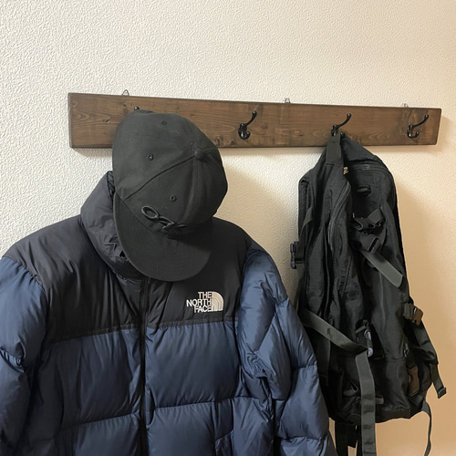 4連 ウォールハンガー シェルフ 壁掛けフック 壁面収納 帽子掛け 木製