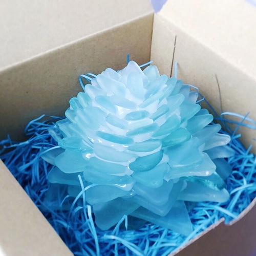 オーダー】シーグラスのお花のランプシェード ライトブルー 氷蓮華（ひ 