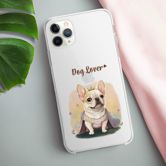 【 ロイヤル フレンチブルドッグ 】 スマホケース　クリアソフトケース　犬　犬グッズ　プレゼント　アンドロイド対応 3枚目の画像