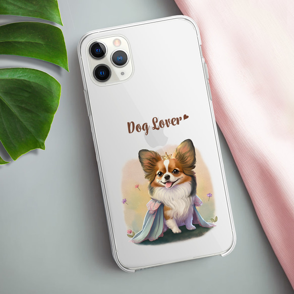 【 ロイヤル パピヨン 】スマホケース　クリアソフトケース　犬　犬グッズ　プレゼント　アンドロイド対応 3枚目の画像