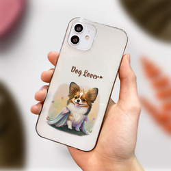 【 ロイヤル パピヨン 】スマホケース　クリアソフトケース　犬　犬グッズ　プレゼント　アンドロイド対応 4枚目の画像