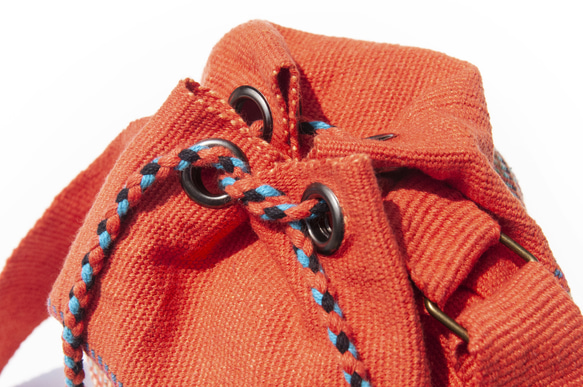 ナチュラル手織りスプライシング斜めバッグ/手織りサイドバッグ/キャンバスバッグ/ショルダーバッグ/携帯電話バッグ-オレンジ クリ 6枚目の画像