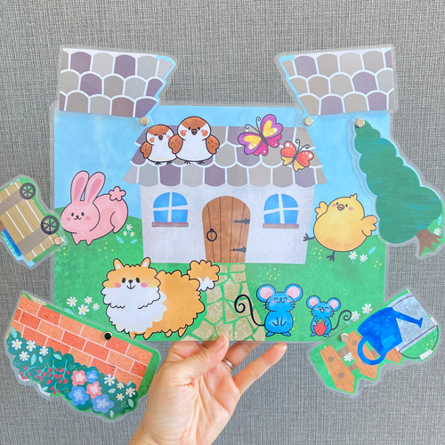 かわいいかくれんぼ ペープサート ラミネート加工 仕掛け付き おもちゃ