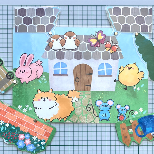 かわいいかくれんぼ ペープサート ラミネート加工 仕掛け付き おもちゃ