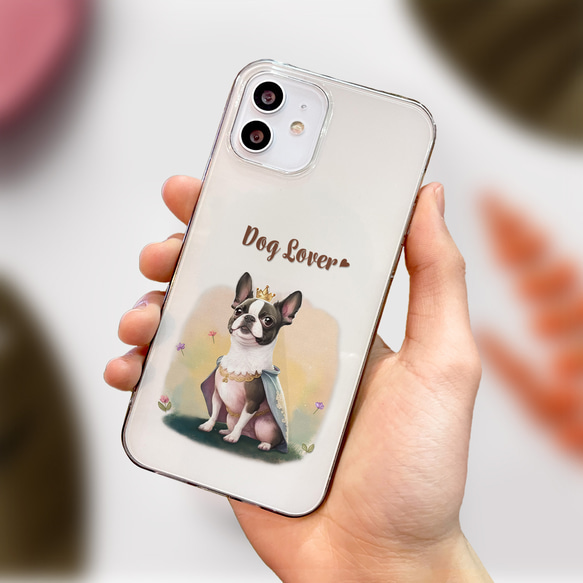【 ロイヤル ボストンテリア 】 スマホケース　クリアソフトケース　犬　犬グッズ　プレゼント　アンドロイド対応 4枚目の画像
