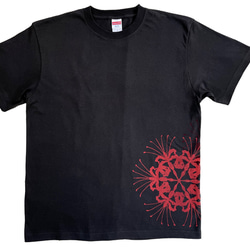 002 半袖Tシャツ ブラック ワンポイント刺繍 金＆ライトゴールド