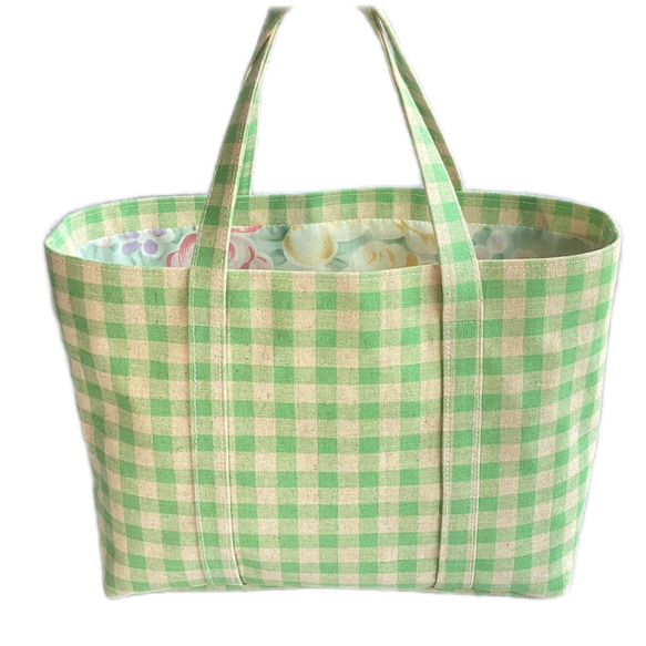 送料無料】グリーンのチェック柄のトートバッグ トートバッグ upwards1