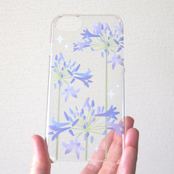 iPhone透明保護殼【紫君子蘭（百子蓮）】#兼容iPhone15 第1張的照片