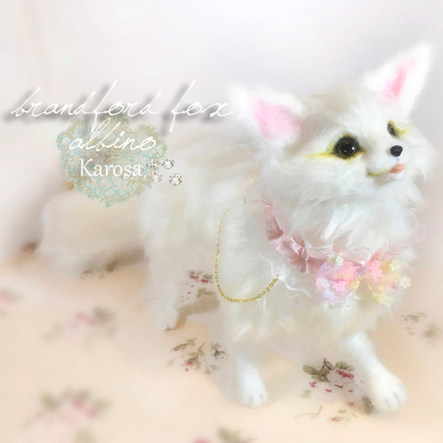 ブランフォードギツネ アルビノ 狐 フェネック 羊毛フェルト アート