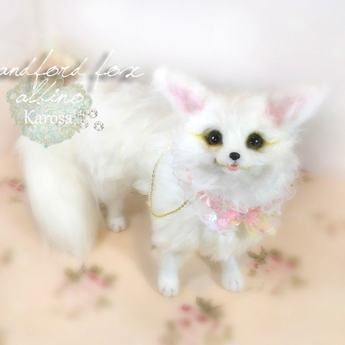 ブランフォードギツネ アルビノ 狐 フェネック 羊毛フェルト