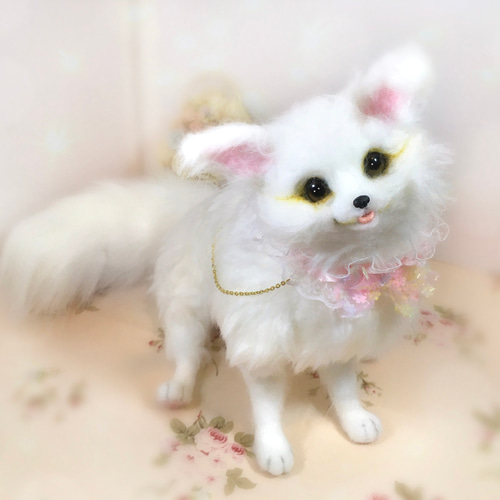 ブランフォードギツネ アルビノ 狐 フェネック 羊毛フェルト