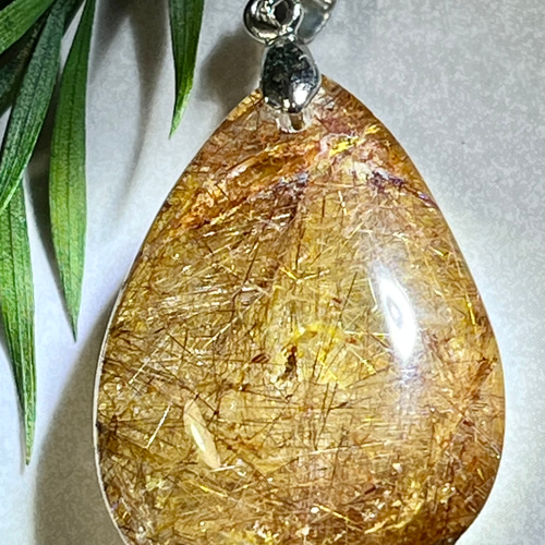 タイチン✨ ゴールド ルチルクォーツ ペンダントトップ 原石 天然石